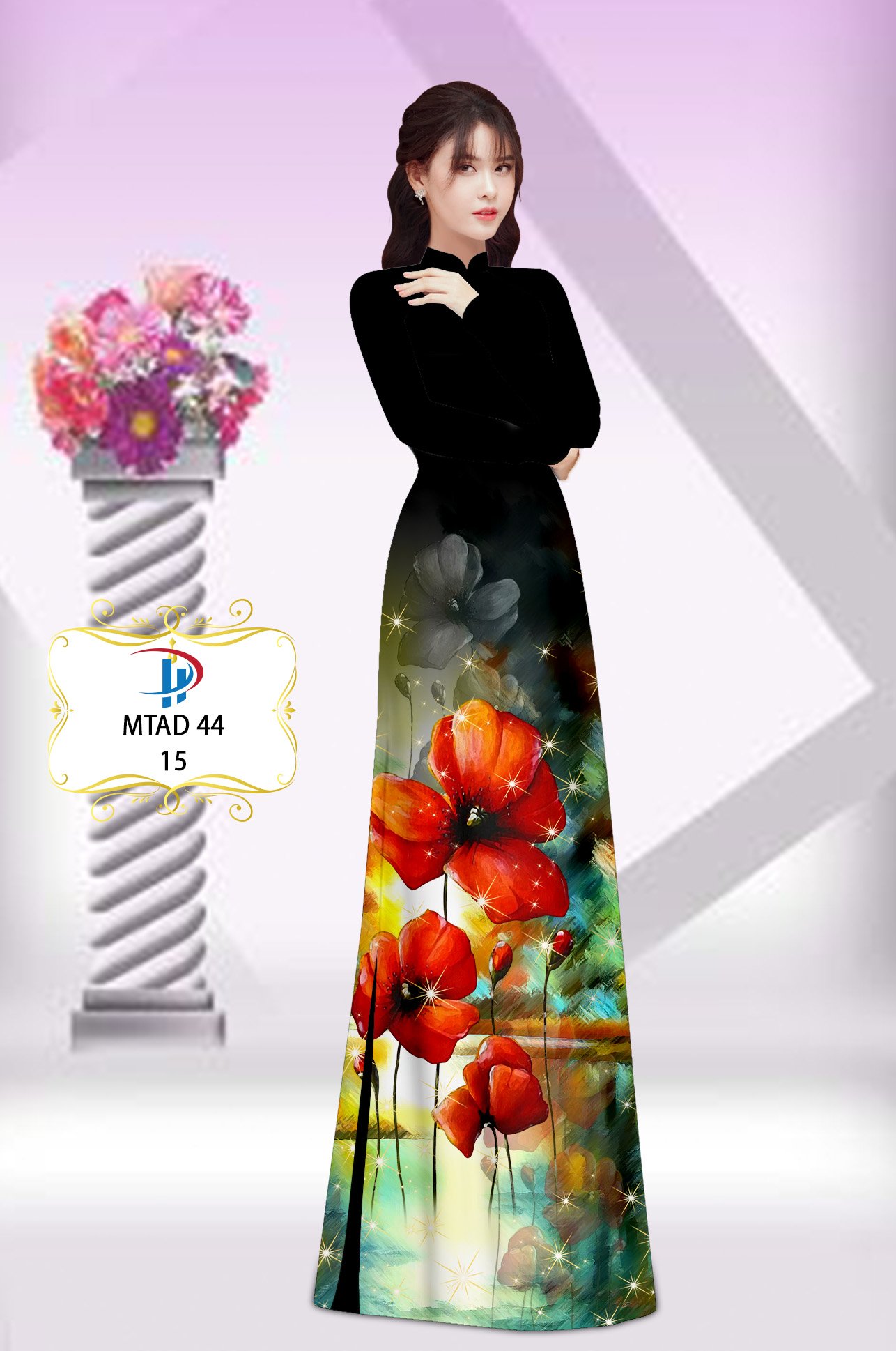 Vải áo dài hoa poppy mtad-44 - Ảnh 26