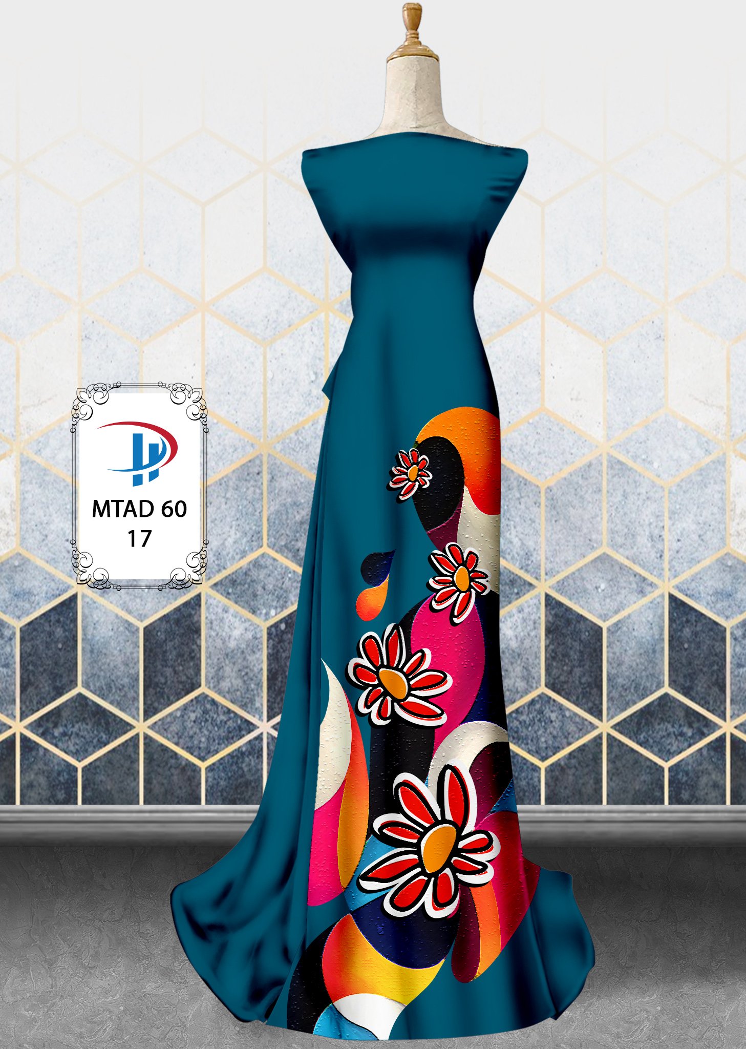 Vải áo dài hoa 3d mtad-60 - Ảnh 25