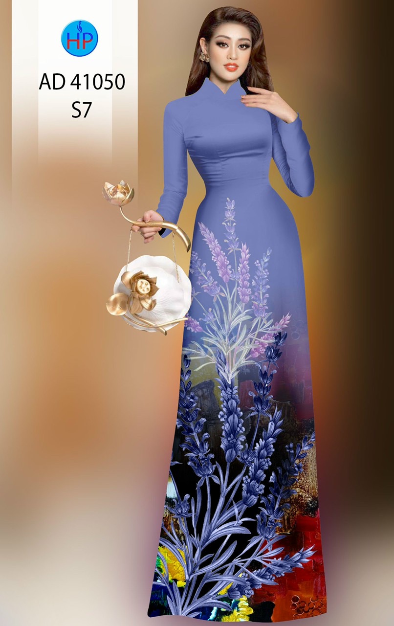 Vải áo dài hoa 3d ad 41050 - Ảnh 2
