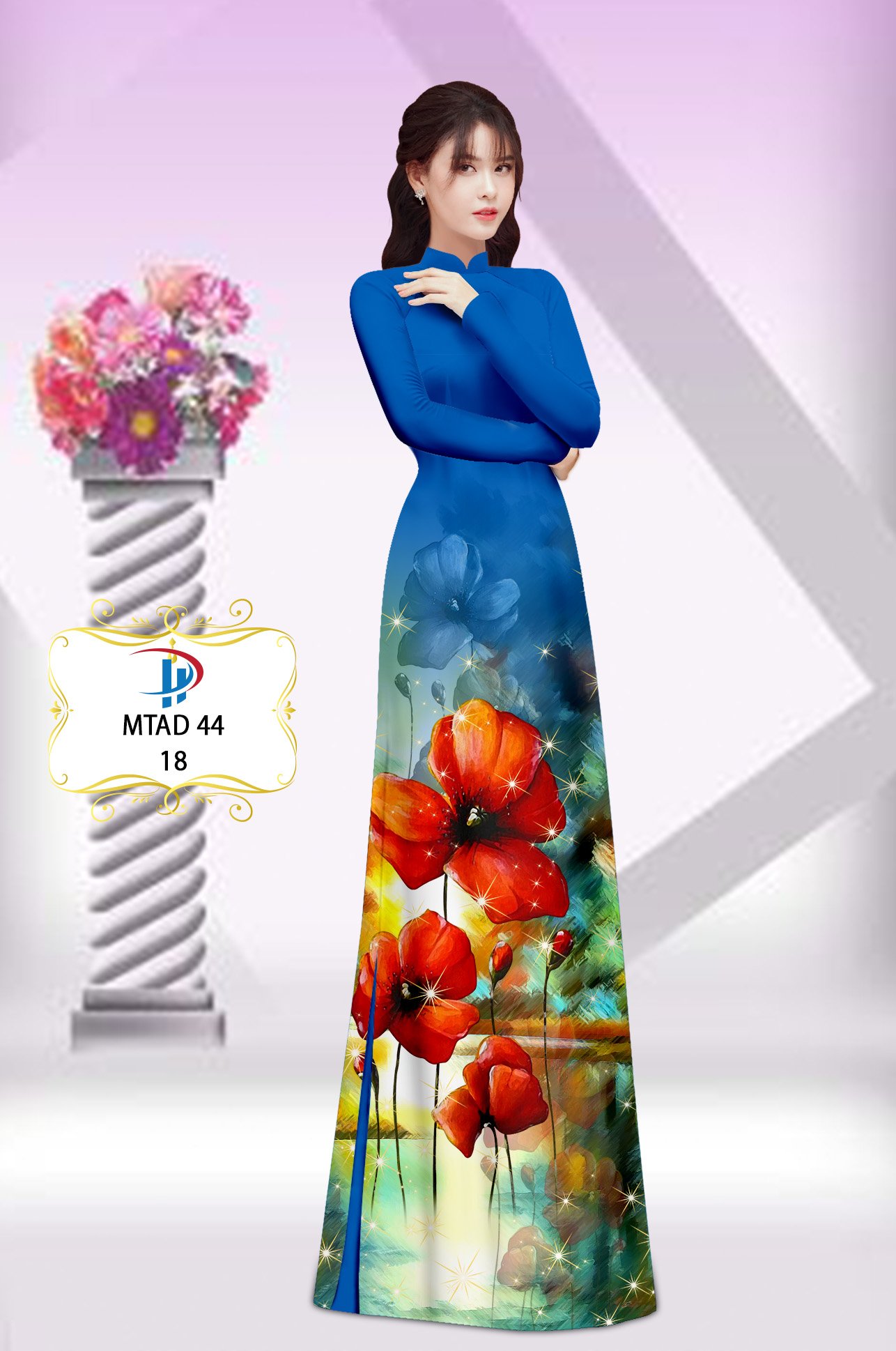 Vải áo dài hoa poppy mtad-44 - Ảnh 6