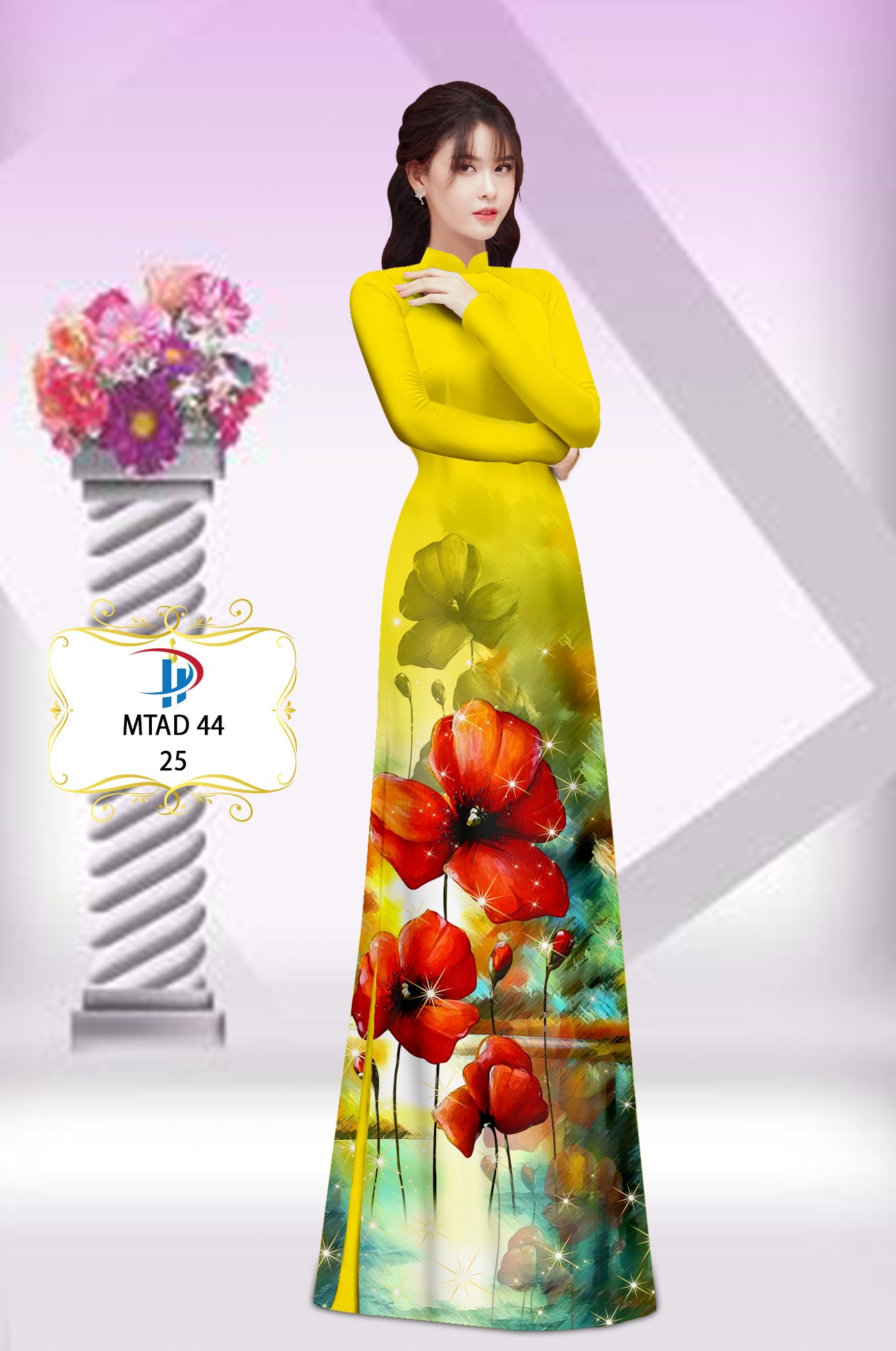 Vải áo dài hoa poppy mtad-44 - Ảnh 15