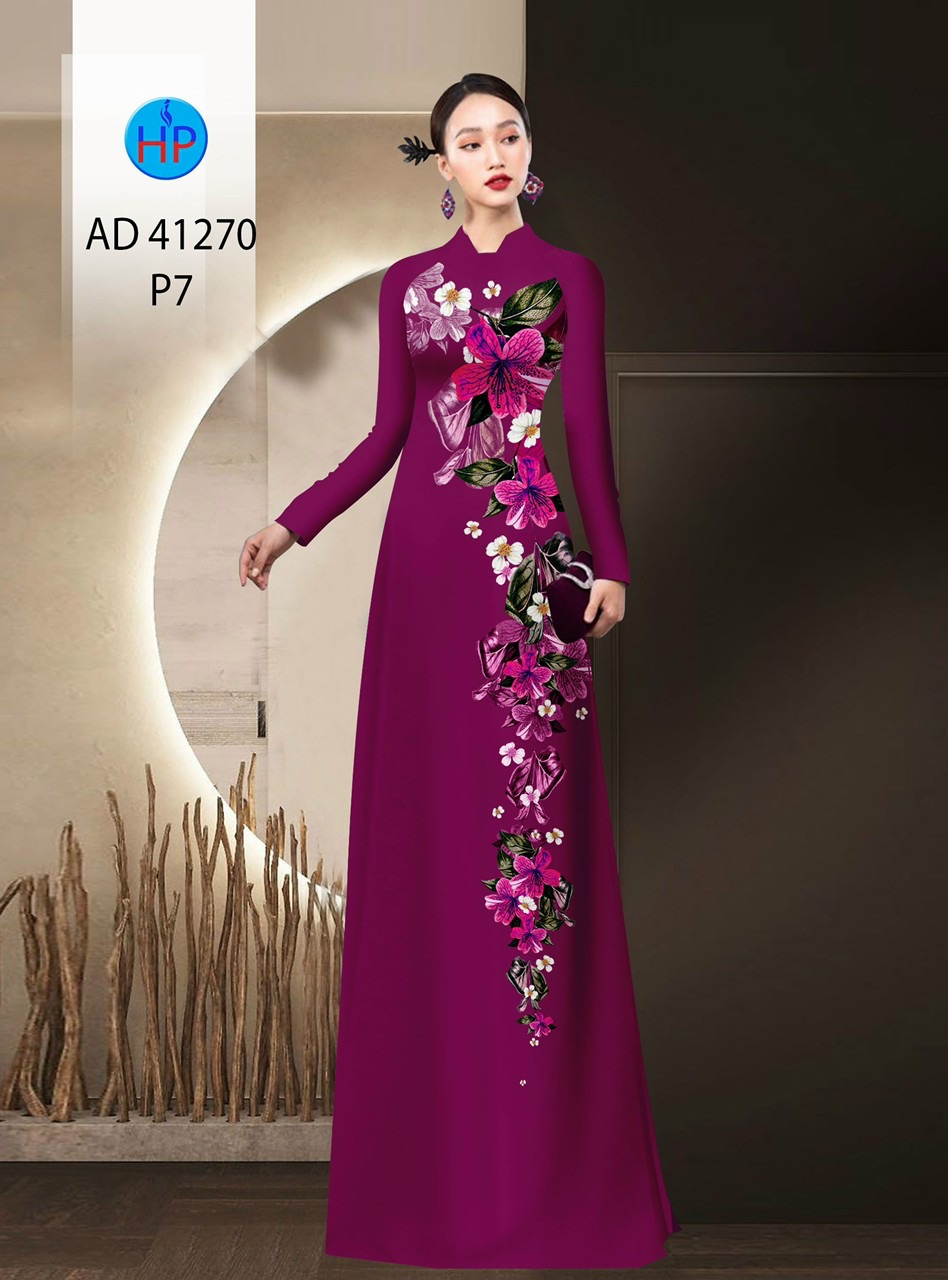 Vải áo dài hoa 3d ad 41270 - Ảnh 9