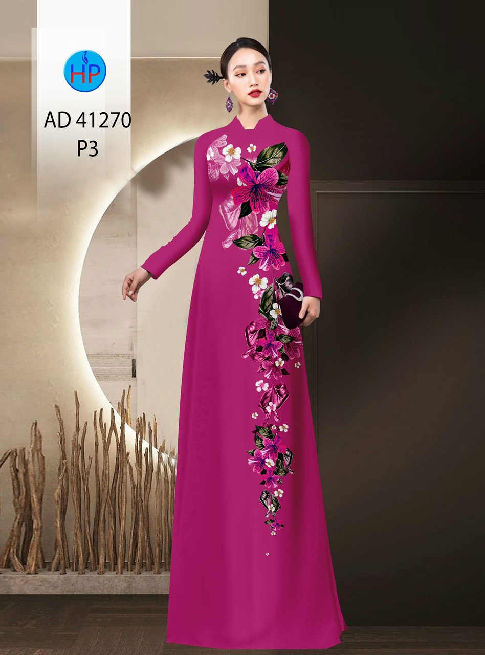 Vải áo dài hoa 3d ad 41270 - Ảnh 2