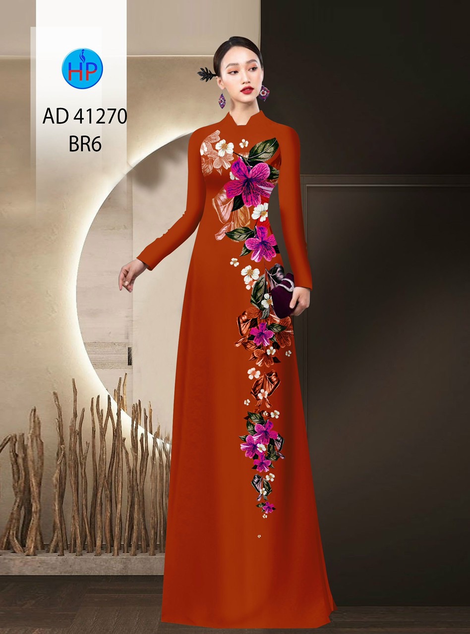 Vải áo dài hoa 3d ad 41270 - Ảnh 3