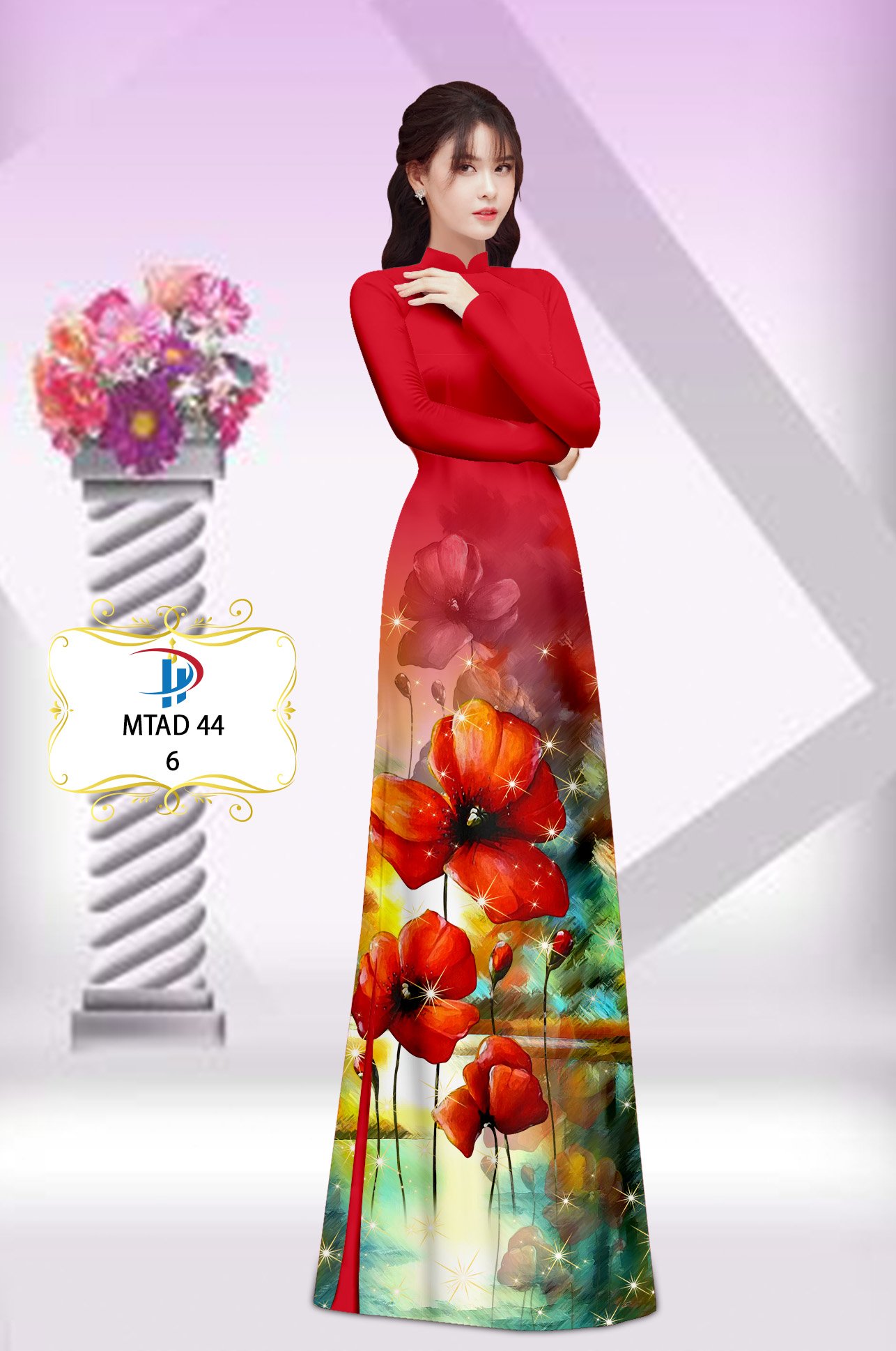 Vải áo dài hoa poppy mtad-44 - Ảnh 19