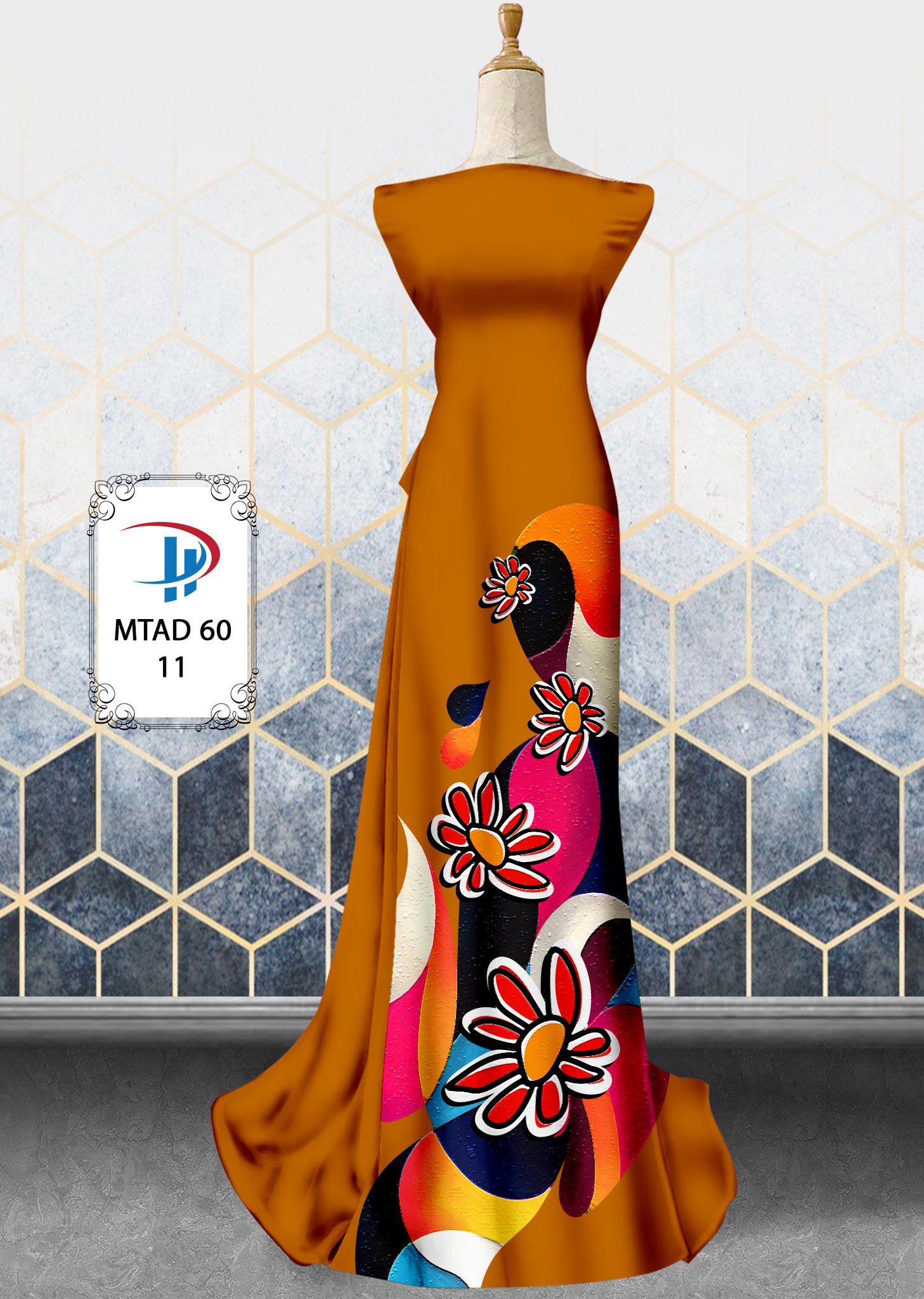 Vải áo dài hoa 3d mtad-60 - Ảnh 26