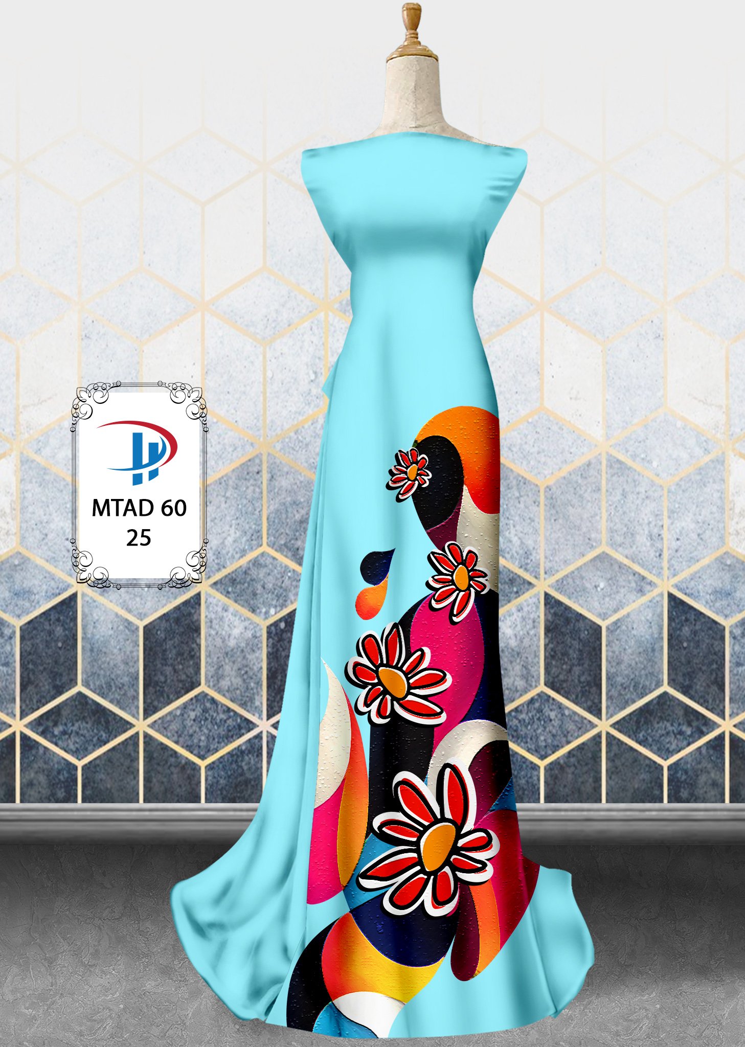 Vải áo dài hoa 3d mtad-60 - Ảnh 21