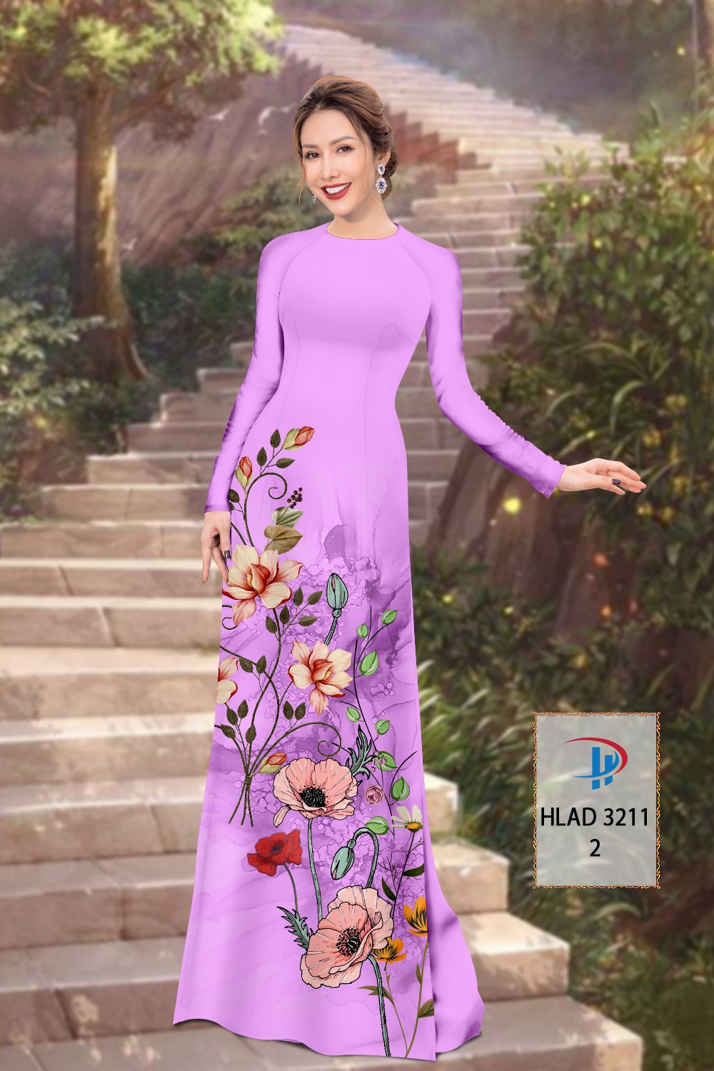 Vải áo dài hoa 3d hlad-3211 - Ảnh 17