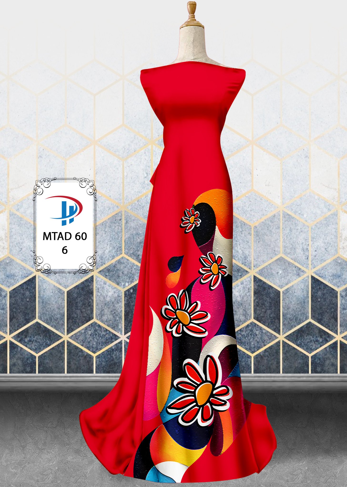 Vải áo dài hoa 3d mtad-60 - Ảnh 16