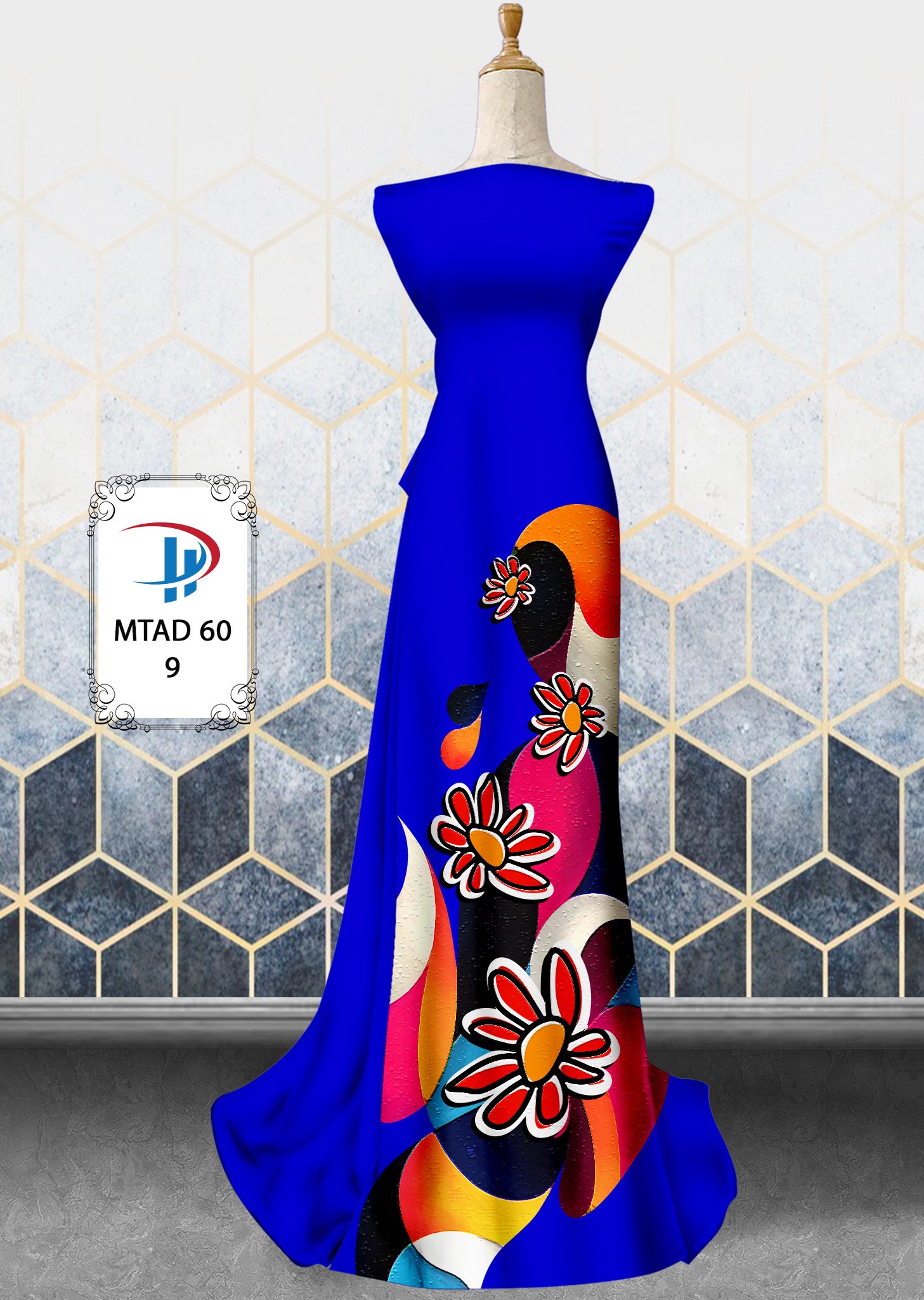 Vải áo dài hoa 3d mtad-60 - Ảnh 3