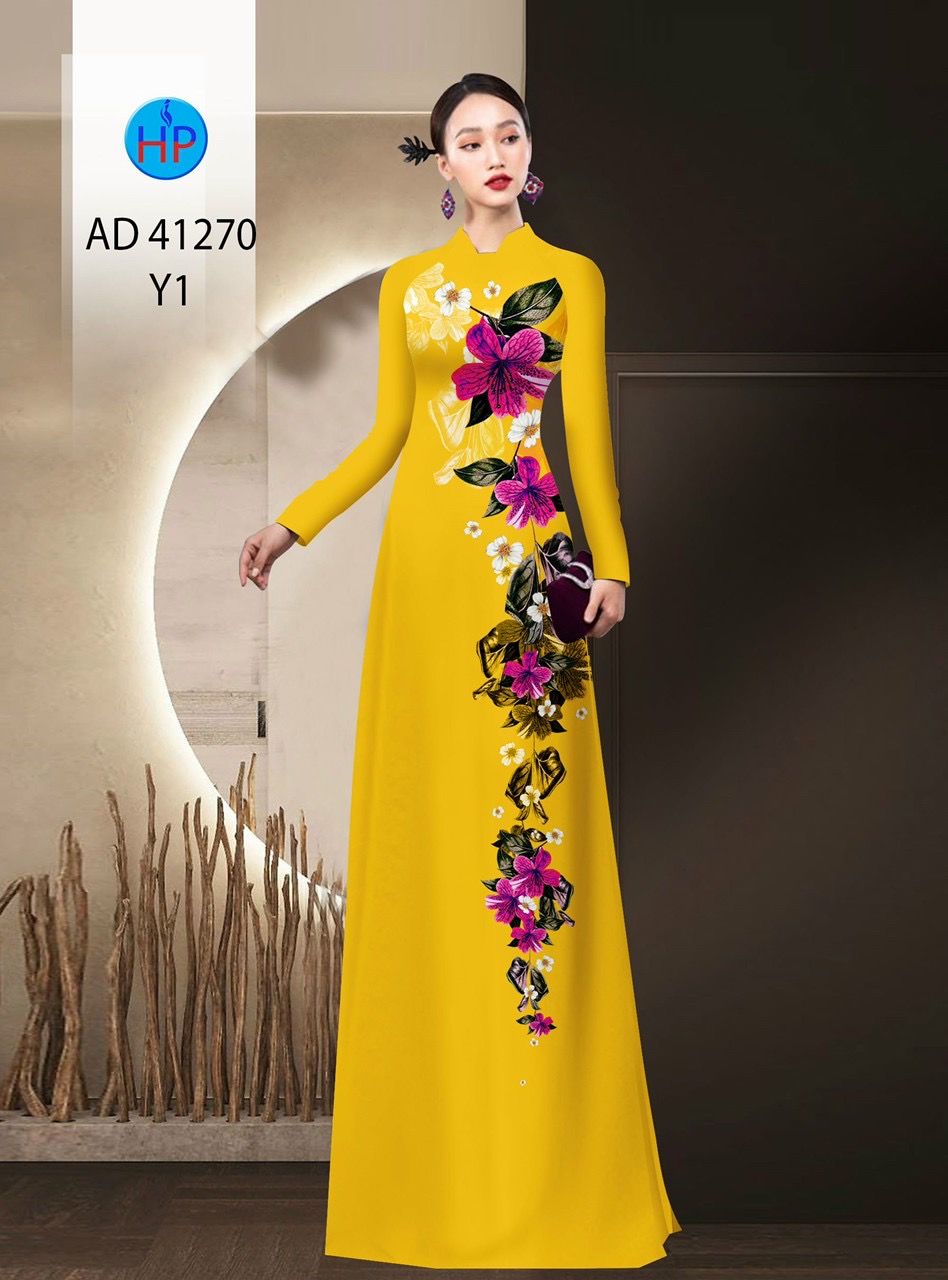 Vải áo dài hoa 3d ad 41270 - Ảnh 5