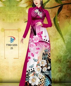 Vải áo dài hoa 3d ttad-3255