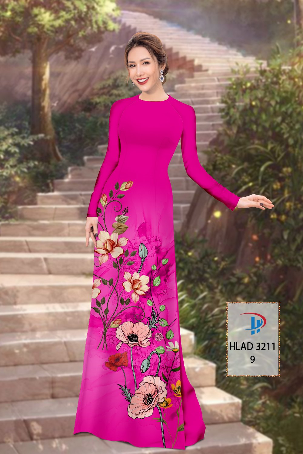 Vải áo dài hoa 3d hlad-3211 - Ảnh 19