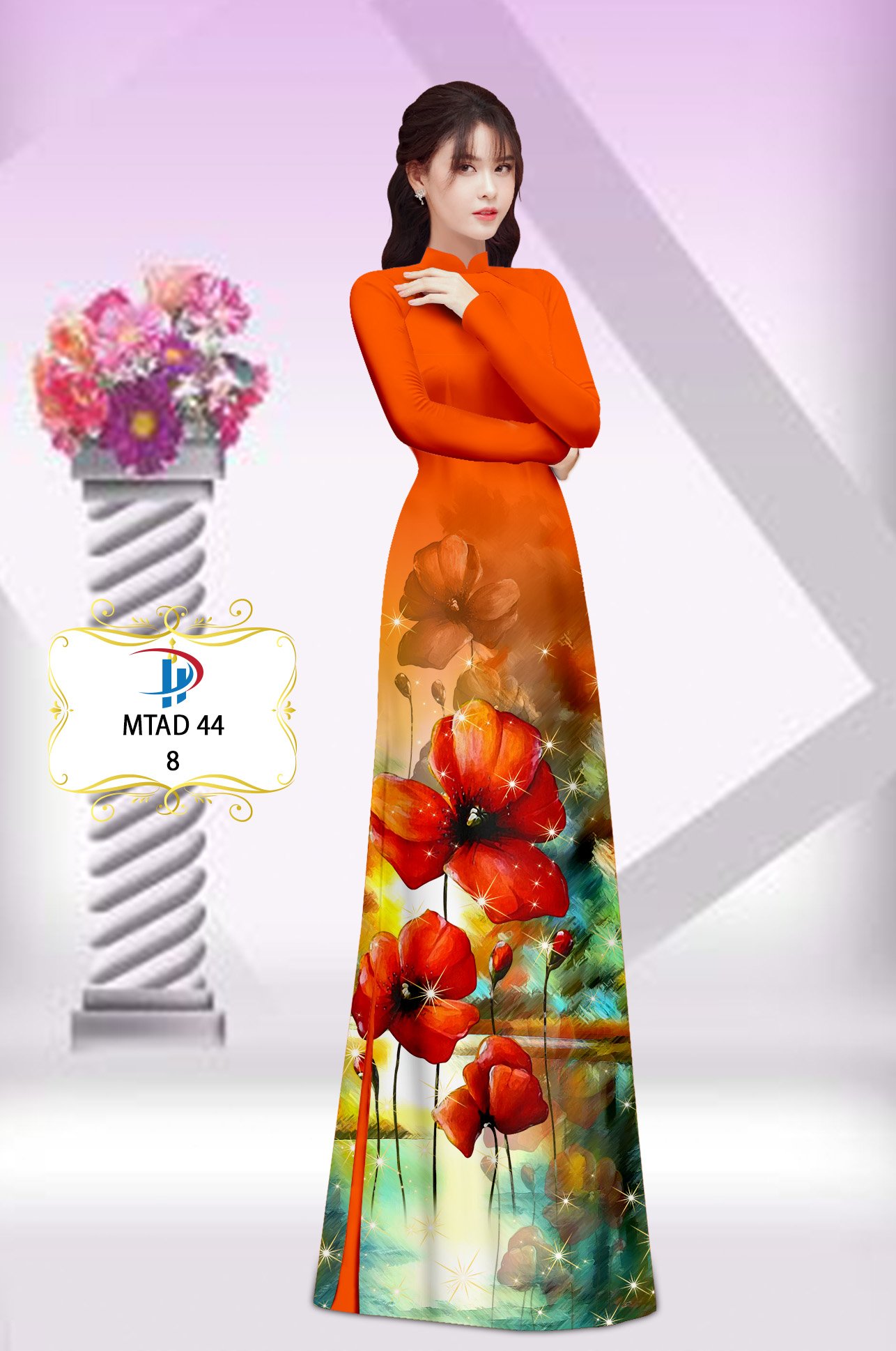 Vải áo dài hoa poppy mtad-44 - Ảnh 23