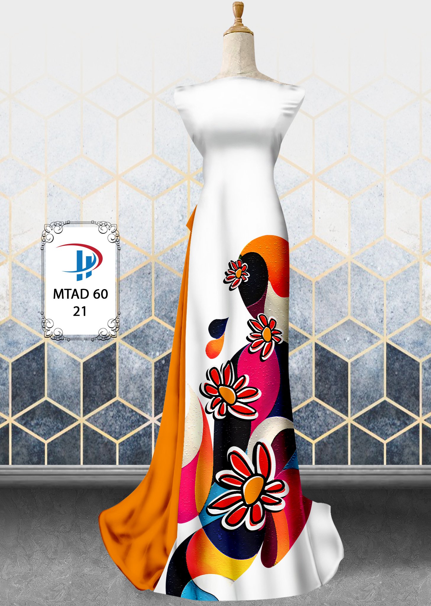 Vải áo dài hoa 3d mtad-60 - Ảnh 12