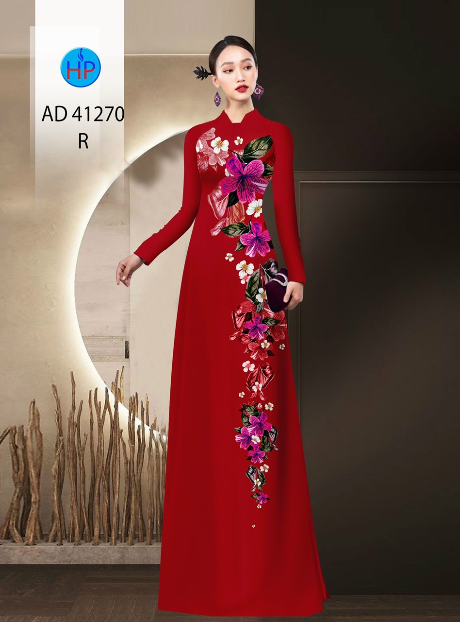 Vải áo dài hoa 3d ad 41270