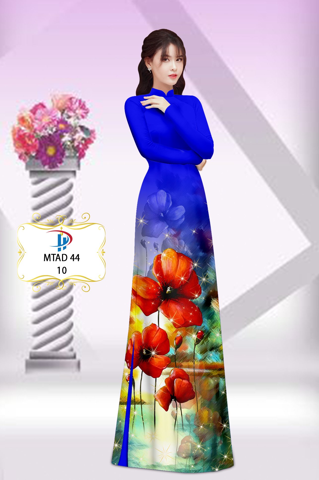 Vải áo dài hoa poppy mtad-44 - Ảnh 5
