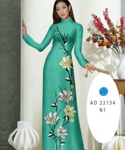 Vải áo dài hoa 3d ad 22134