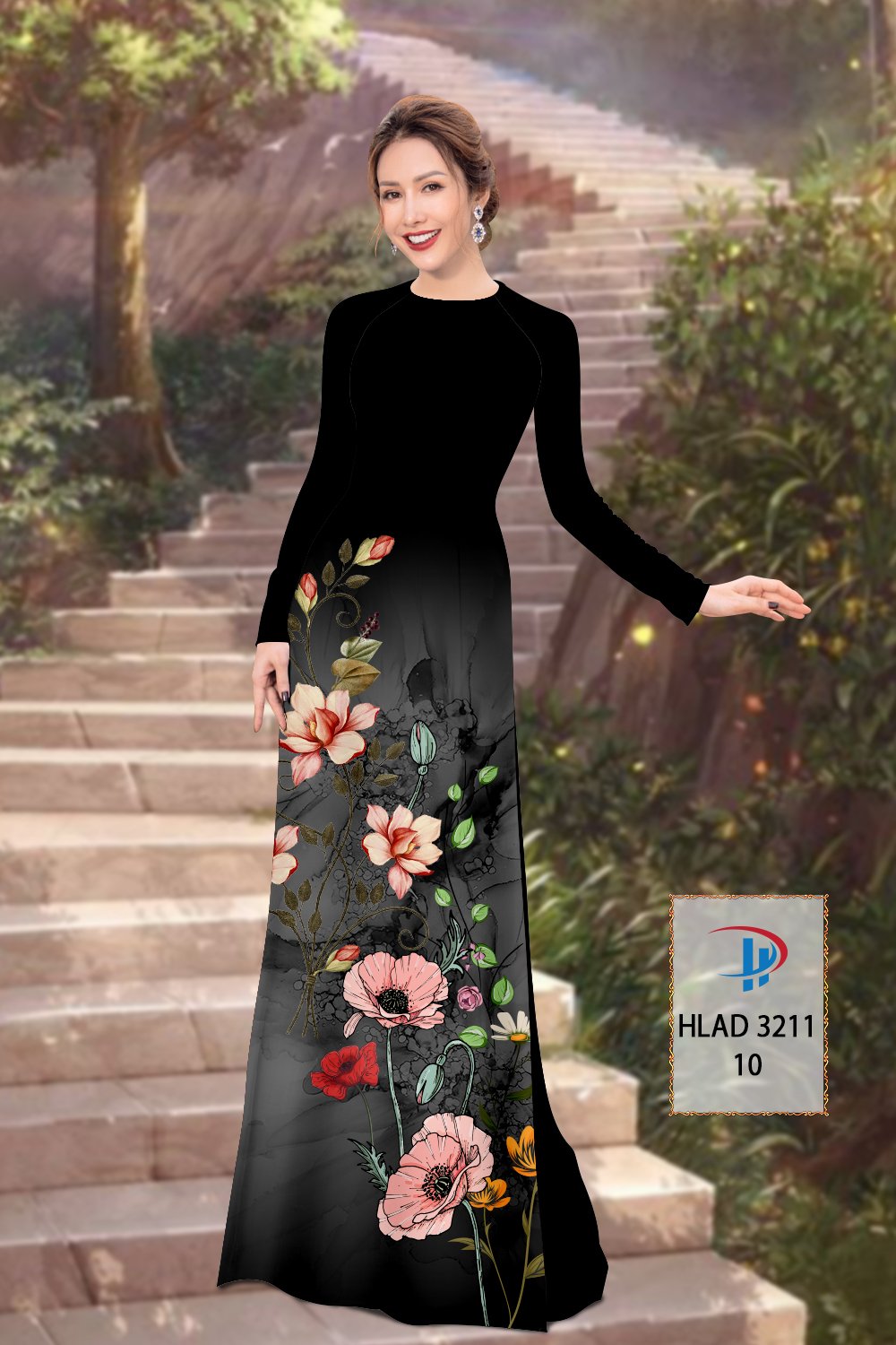 Vải áo dài hoa 3d hlad-3211 - Ảnh 23