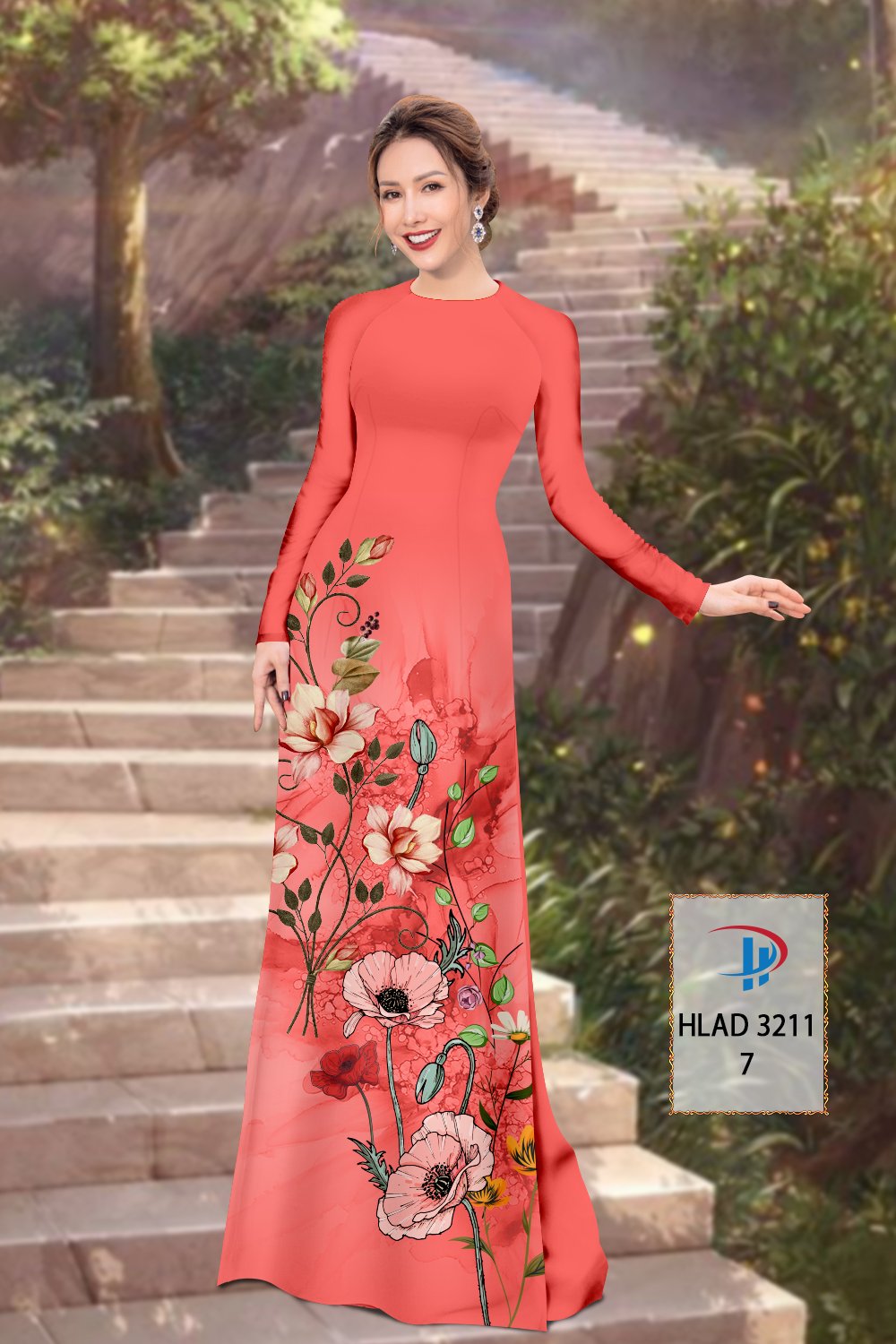 Vải áo dài hoa 3d hlad-3211 - Ảnh 20