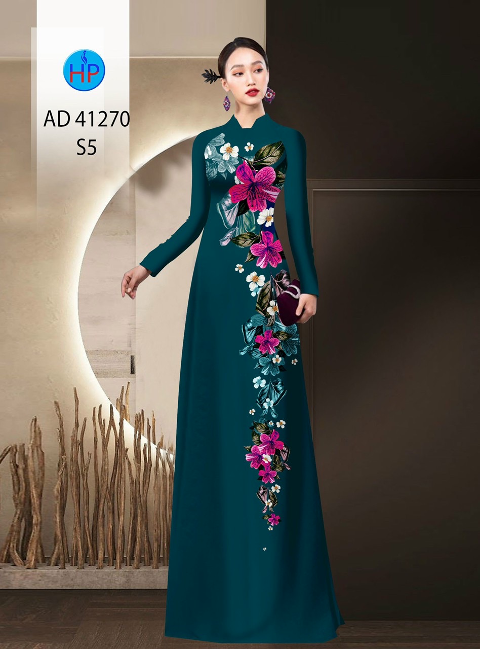 Vải áo dài hoa 3d ad 41270 - Ảnh 7