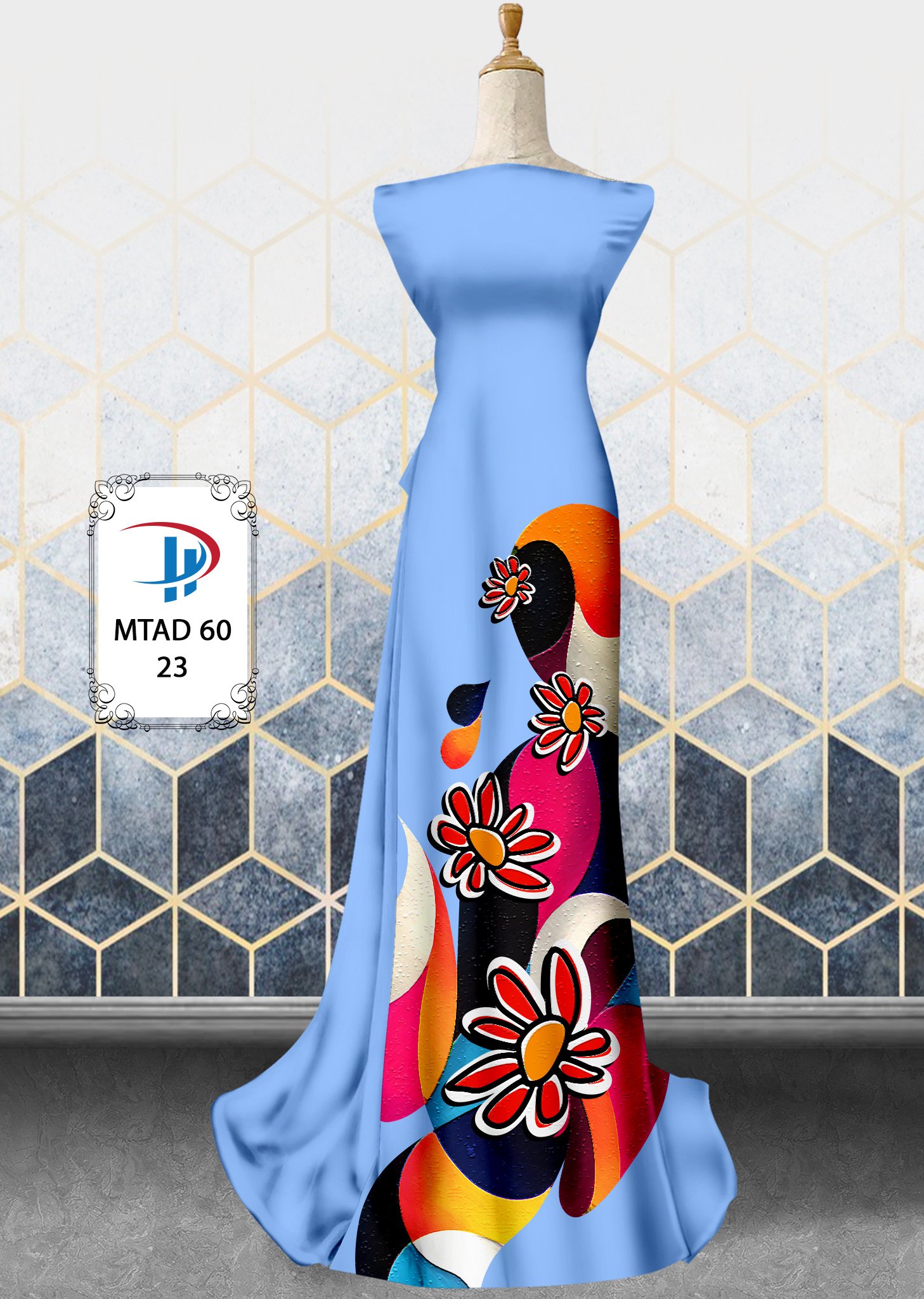 Vải áo dài hoa 3d mtad-60 - Ảnh 10