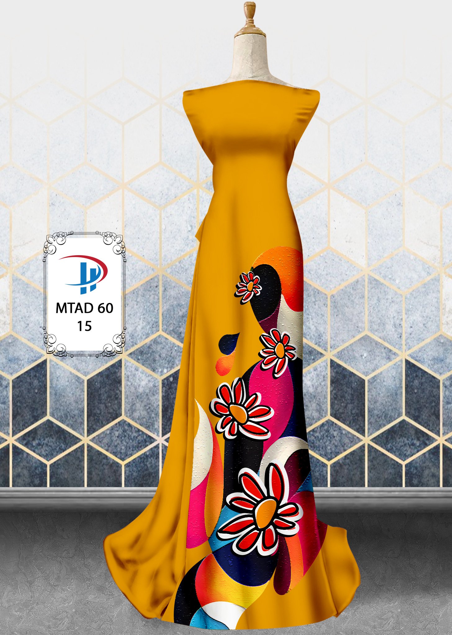 Vải áo dài hoa 3d mtad-60 - Ảnh 6