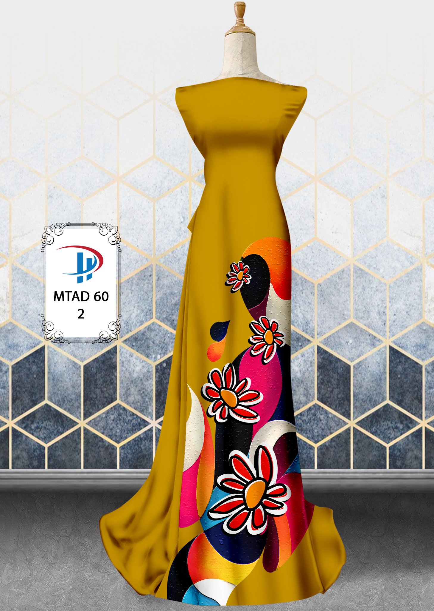 Vải áo dài hoa 3d mtad-60 - Ảnh 19