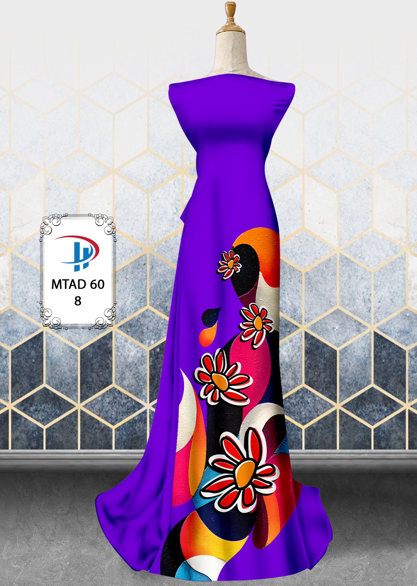 Vải áo dài hoa 3d mtad-60 - Ảnh 18