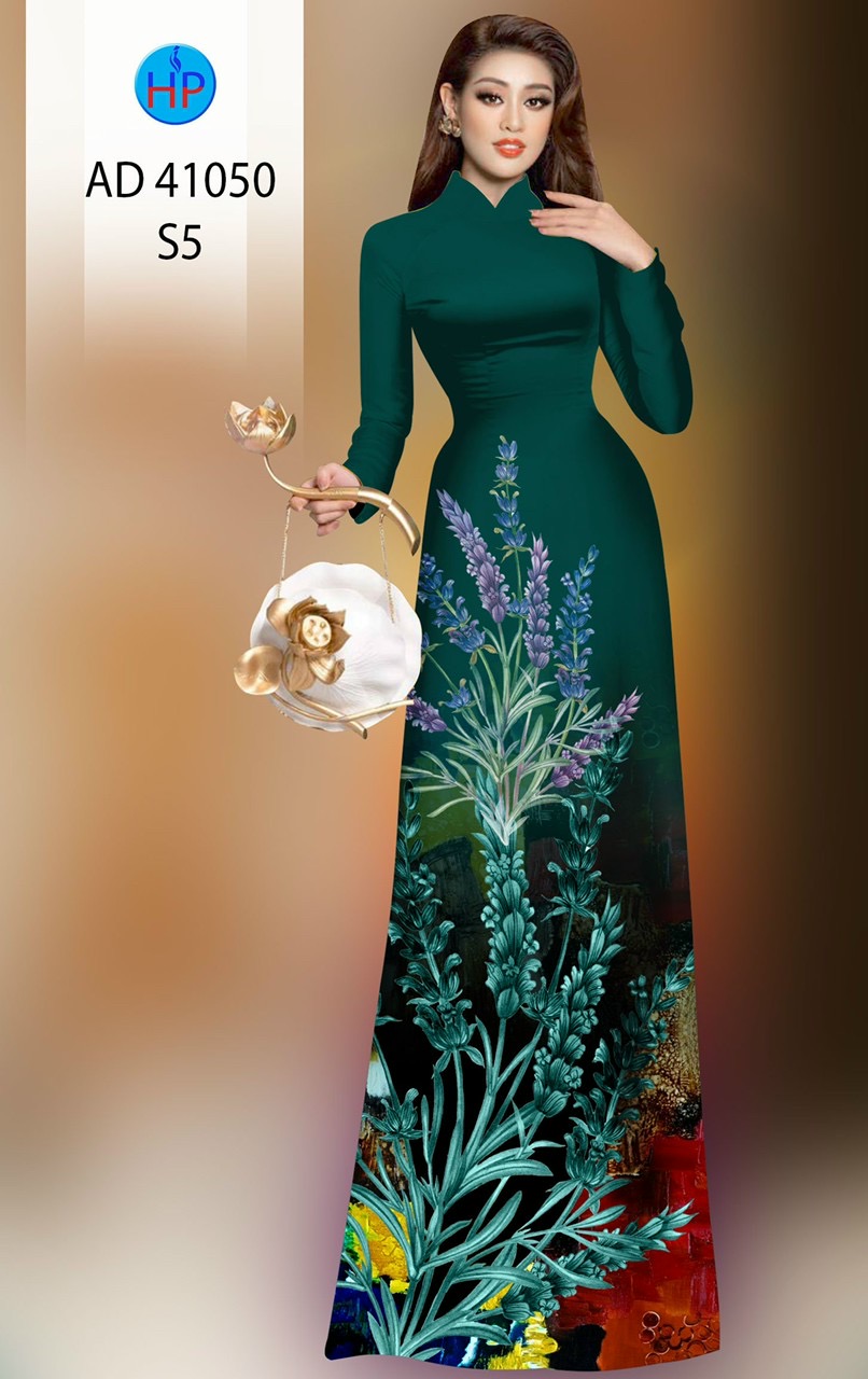 Vải áo dài hoa 3d ad 41050 - Ảnh 3