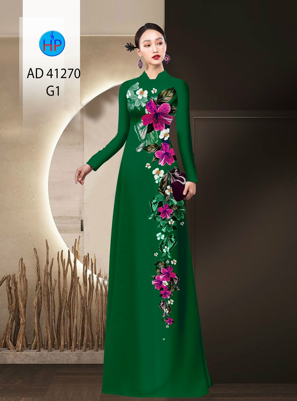 Vải áo dài hoa 3d ad 41270 - Ảnh 12