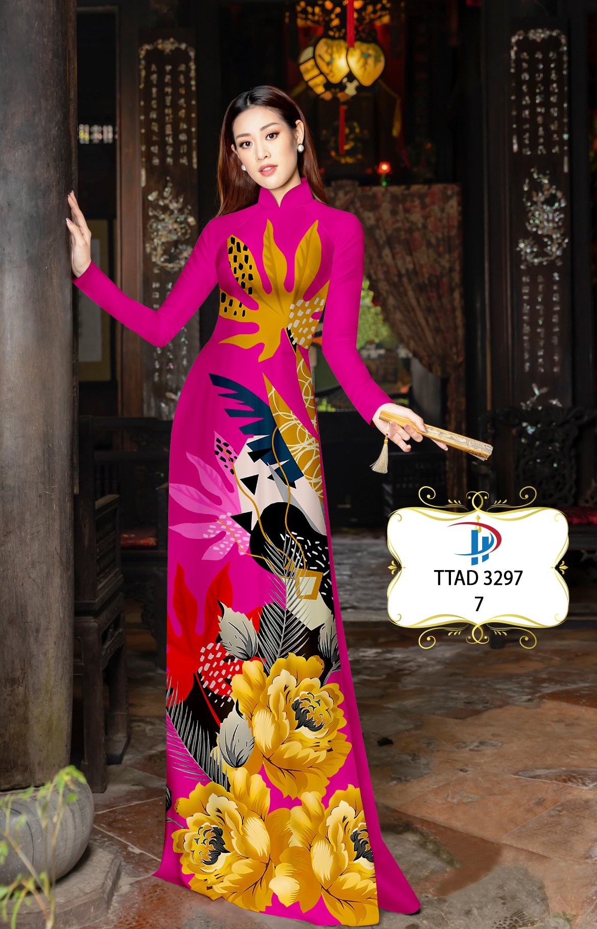 Vải áo dài hoa 3d ttad-3297 - Ảnh 8