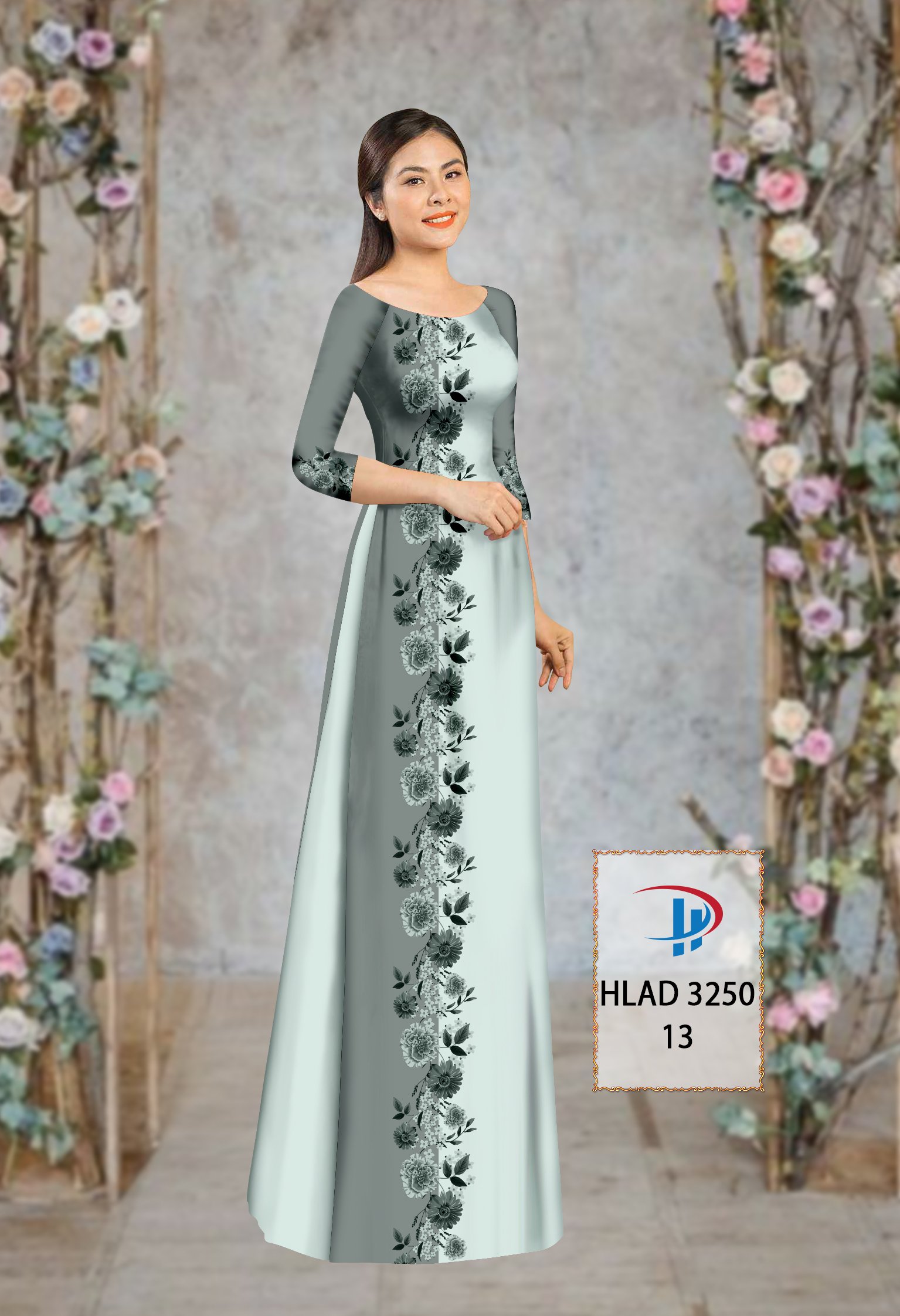 Vải áo dài hoa 3d hlad-3250 - Ảnh 5