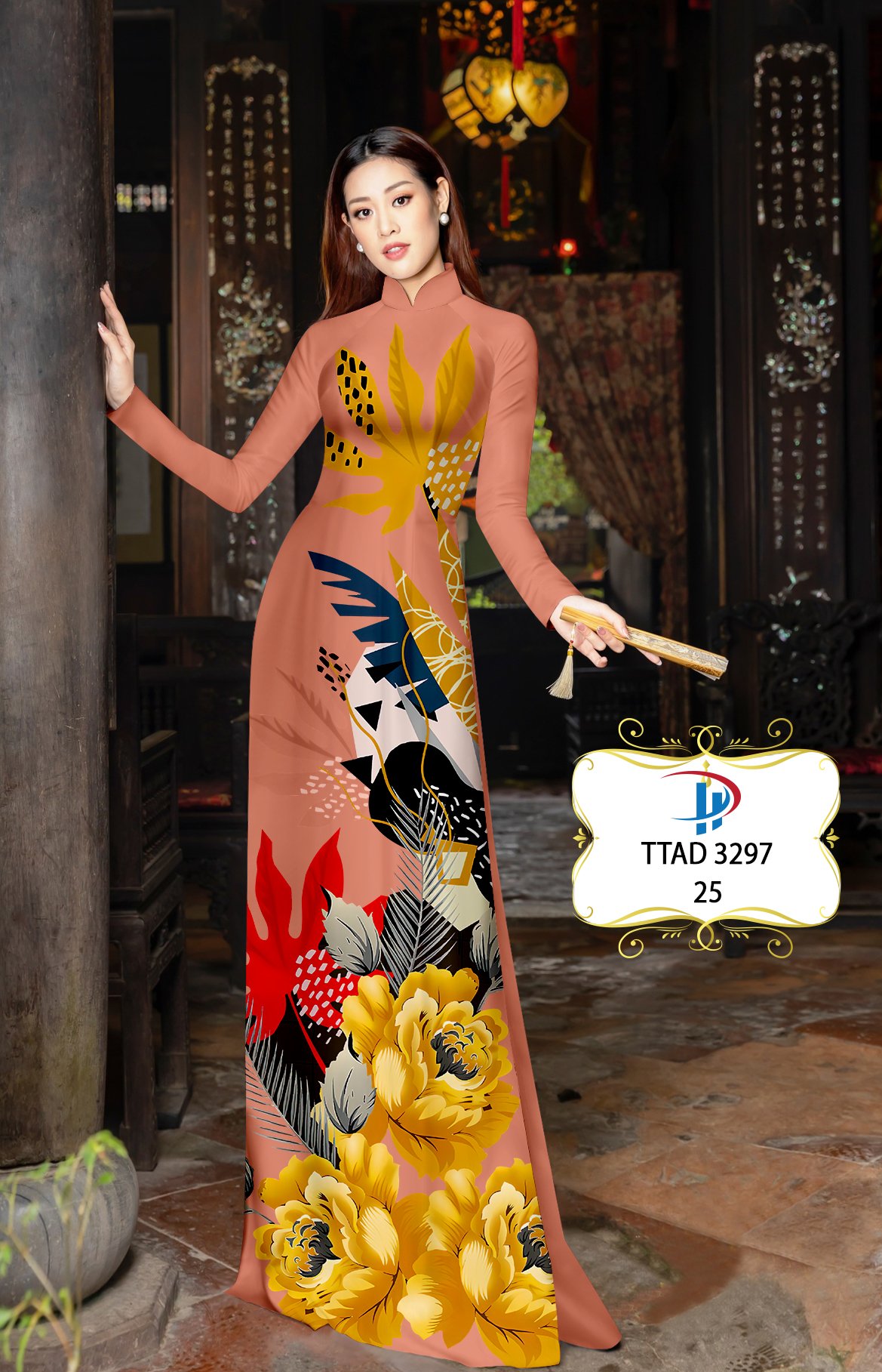 Vải áo dài hoa 3d ttad-3297 - Ảnh 23