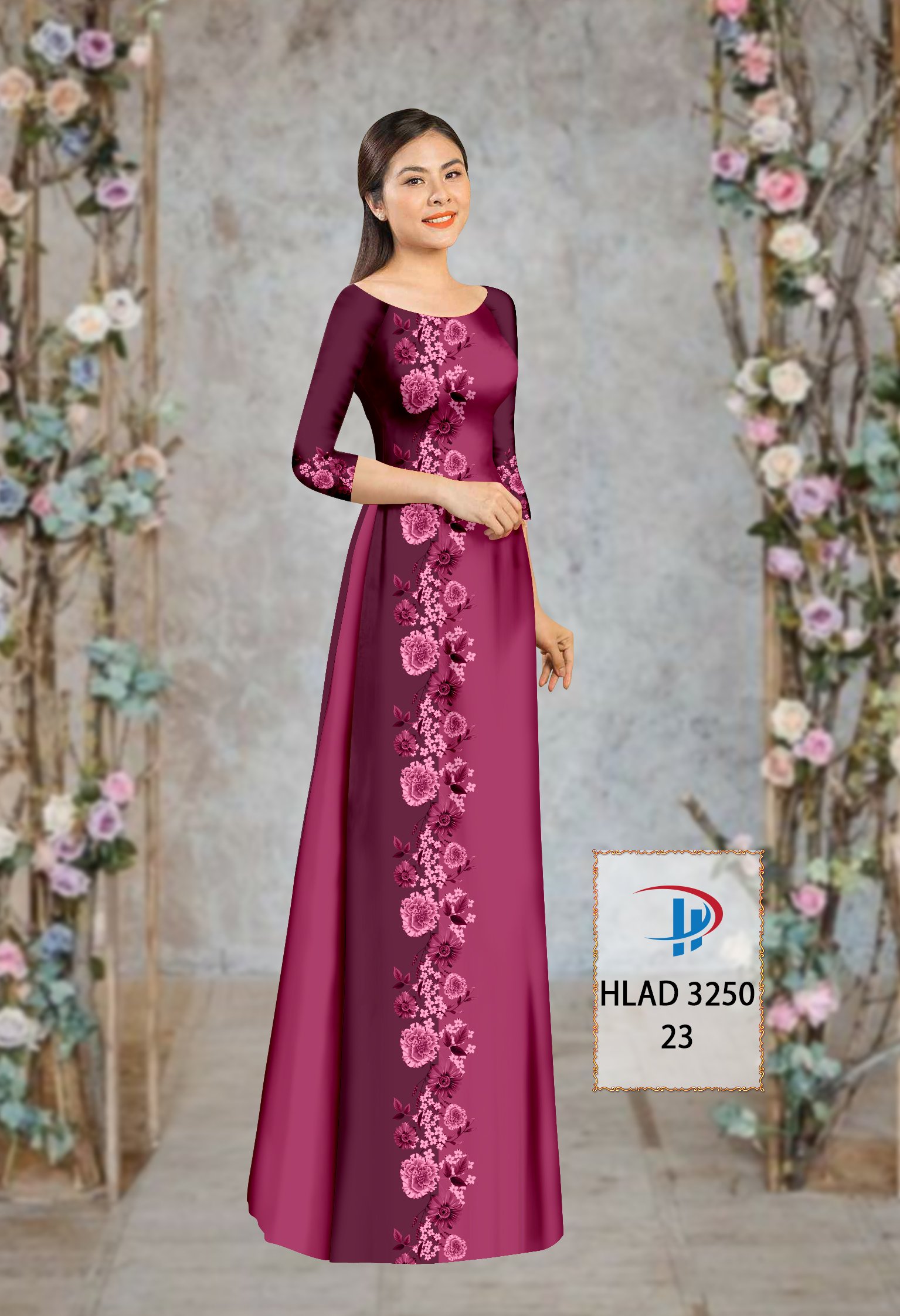Vải áo dài hoa 3d hlad-3250 - Ảnh 13