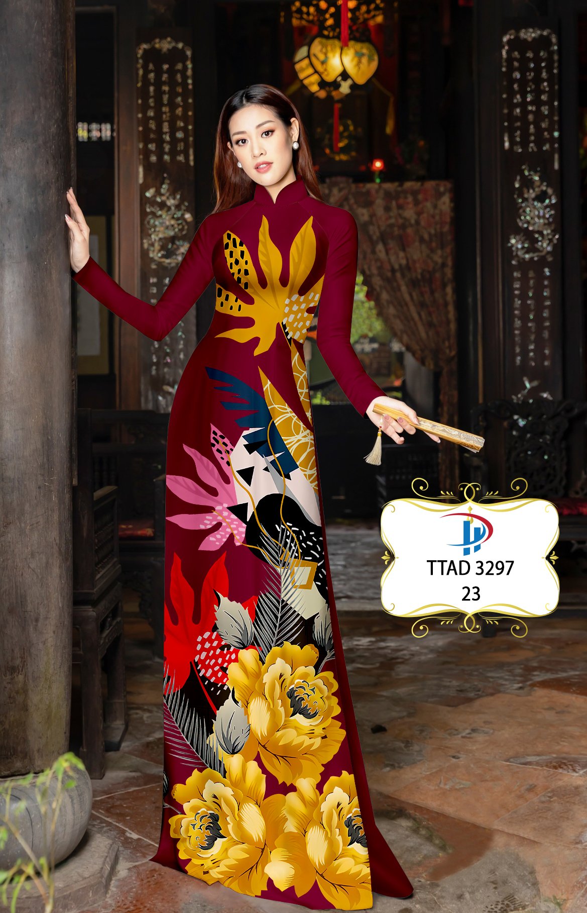 Vải áo dài hoa 3d ttad-3297 - Ảnh 11