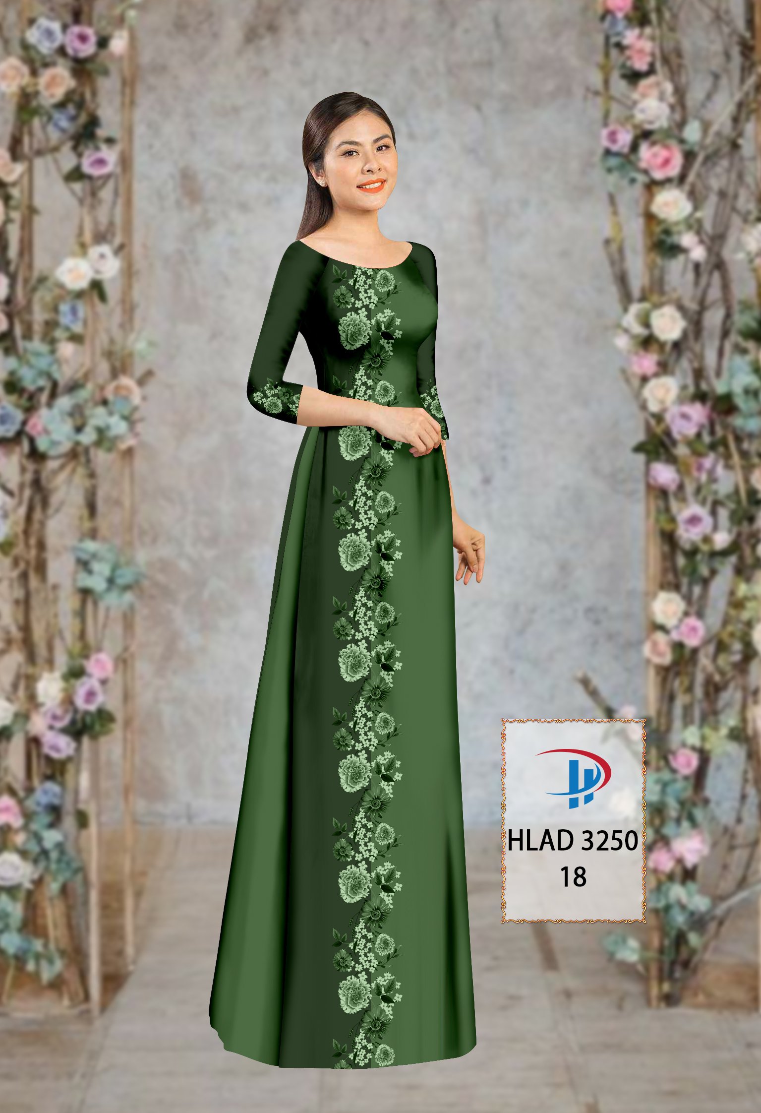 Vải áo dài hoa 3d hlad-3250 - Ảnh 6