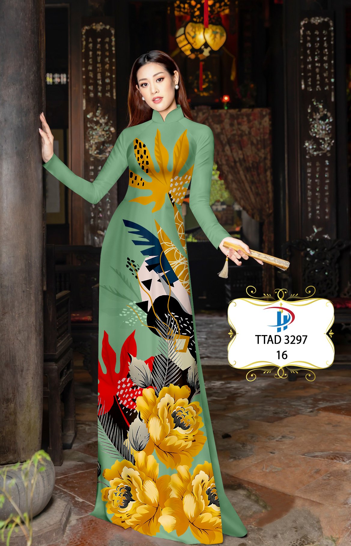 Vải áo dài hoa 3d ttad-3297 - Ảnh 12