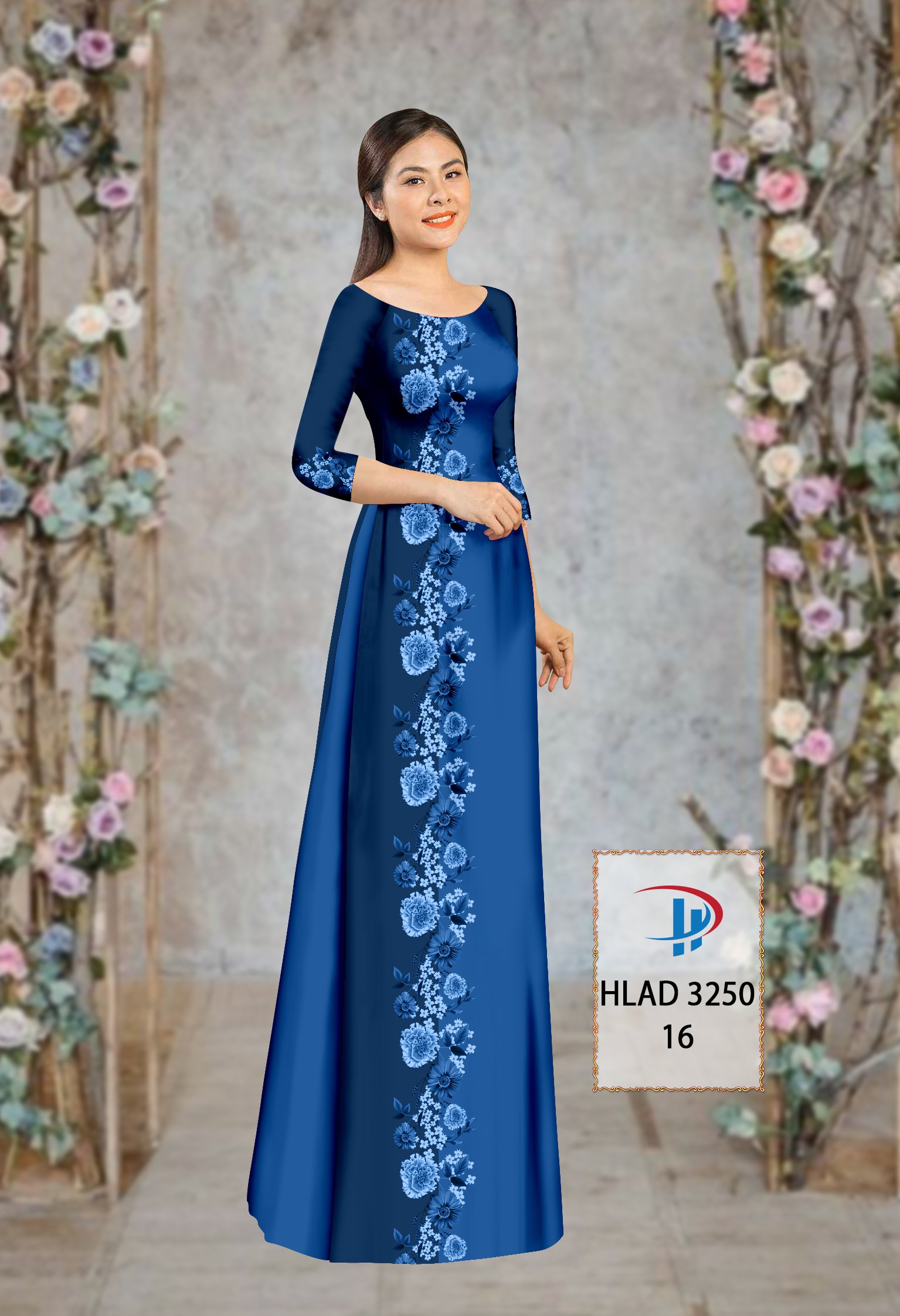 Vải áo dài hoa 3d hlad-3250 - Ảnh 9