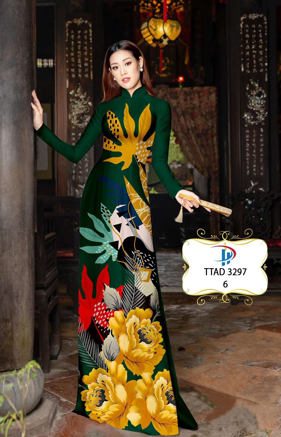 Vải áo dài hoa 3d ttad-3297 - Ảnh 7