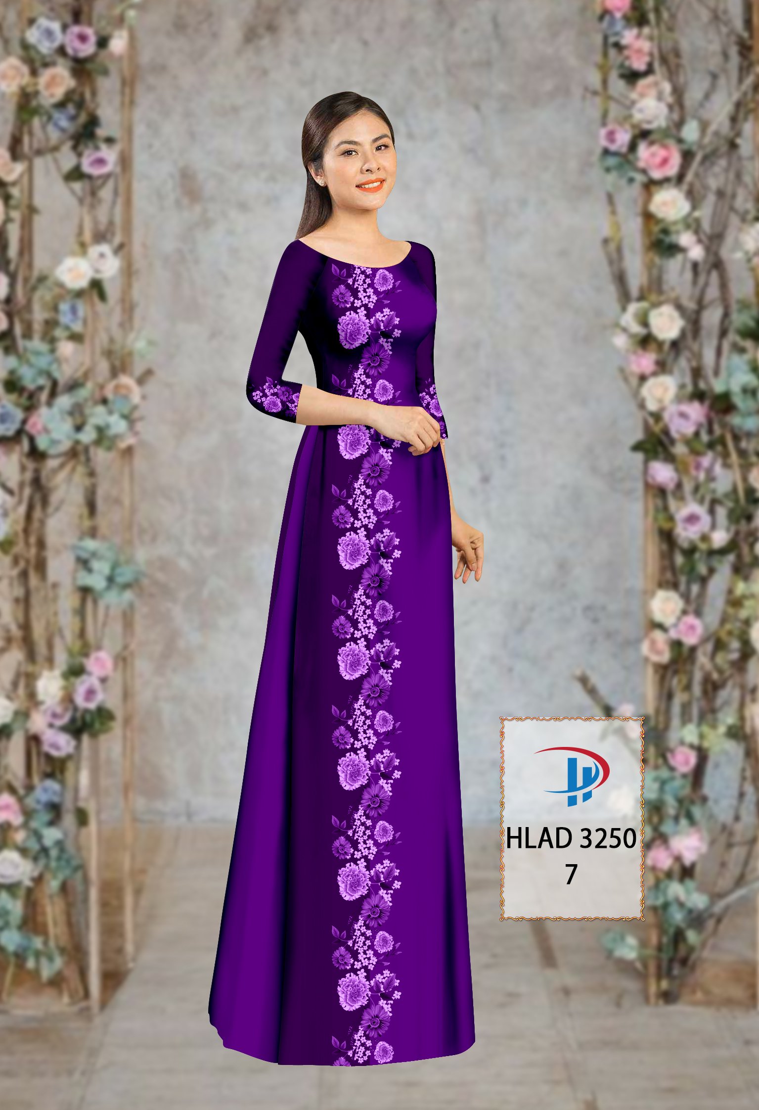 Vải áo dài hoa 3d hlad-3250 - Ảnh 20