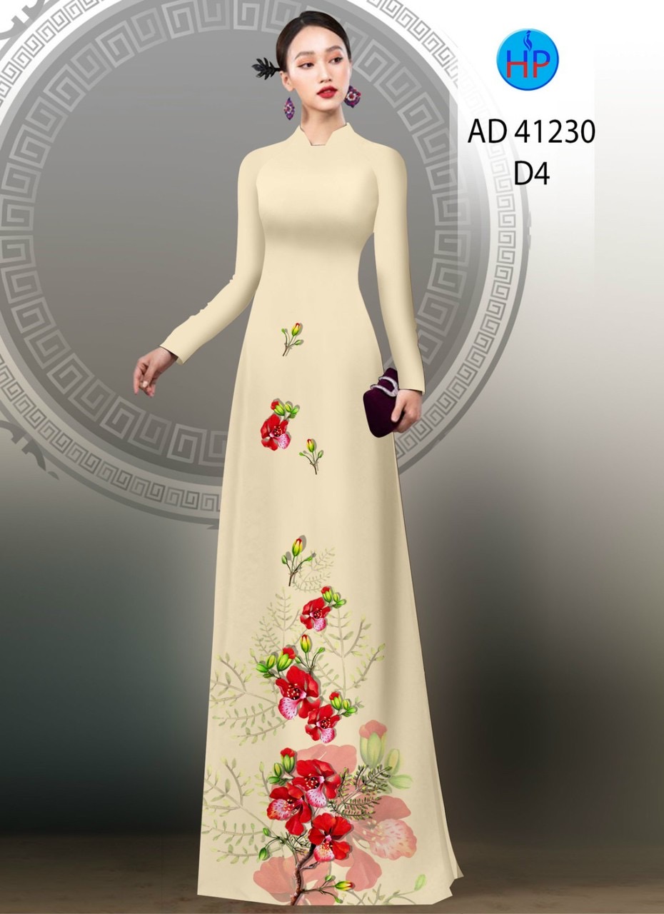 Vải áo dài hoa phượng ad 41230 - Ảnh 2