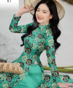 Vải áo dài hoa đều ad 21952