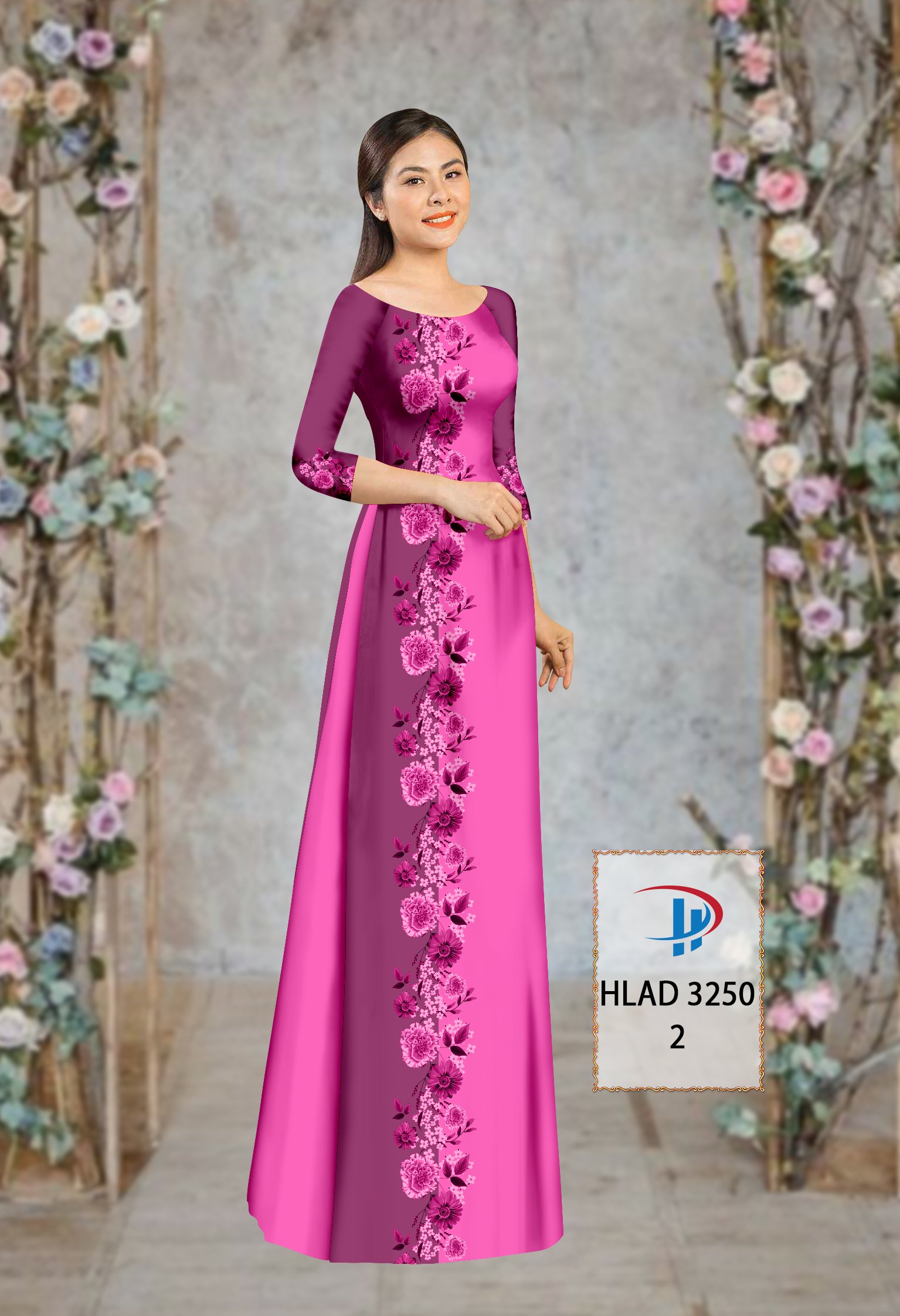 Vải áo dài hoa 3d hlad-3250 - Ảnh 19