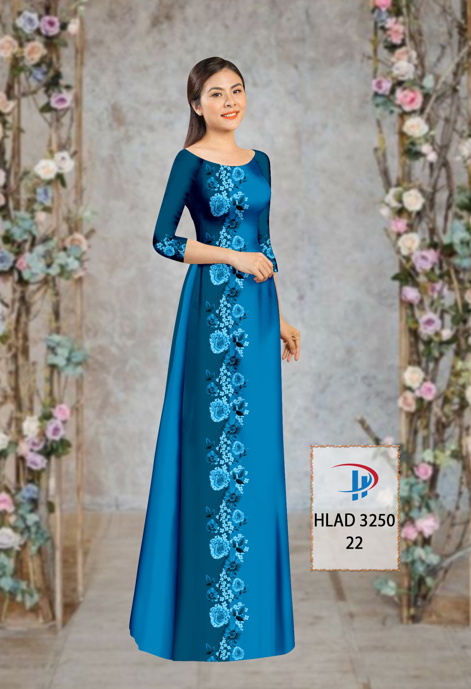 Vải áo dài hoa 3d hlad-3250 - Ảnh 15