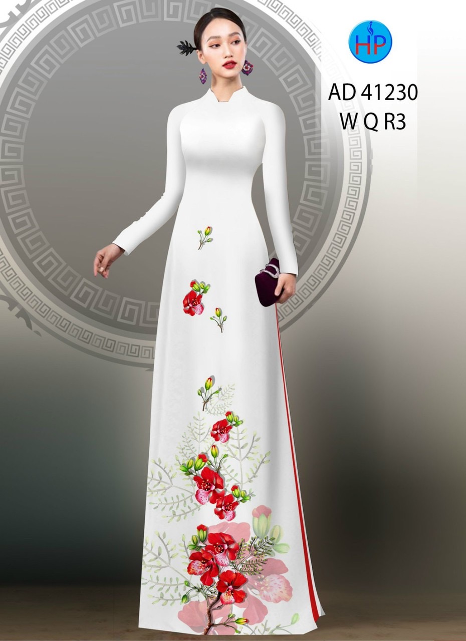 Vải áo dài hoa phượng ad 41230