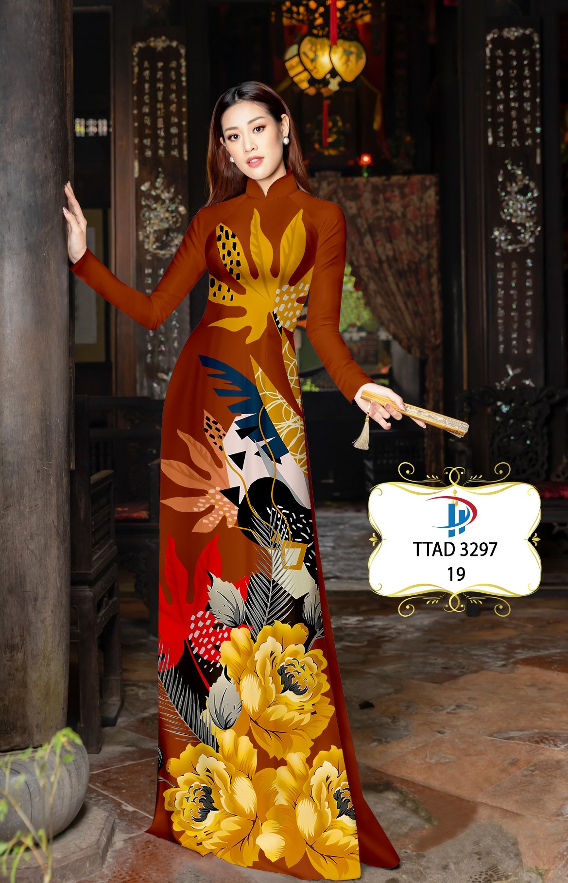 Vải áo dài hoa 3d ttad-3297 - Ảnh 16