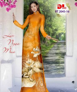 Vải áo dài lụa ngọc mai, hoa sen dlbt-2045