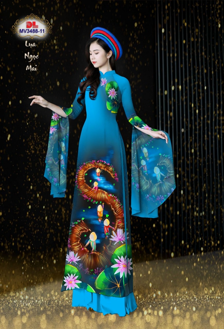 Vải áo dài lụa ngọc mai, hoa sen dlmv-3488 - Ảnh 18