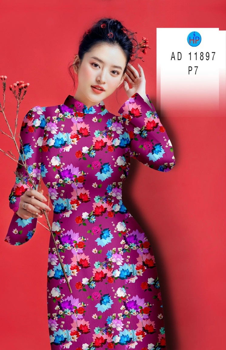 Vải áo dài hoa đều ad 11897 - Ảnh 4